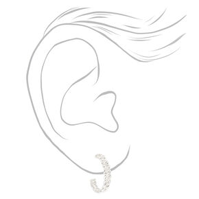 Silver 15MM Mini Braided Hoop Earrings,