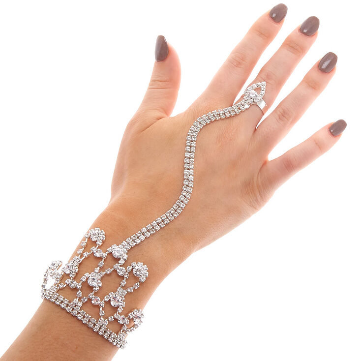 Silver Rhinestone Hand Chain,