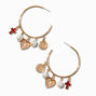 Gold-tone Embellished Charms 40MM Hoop Earrings ,