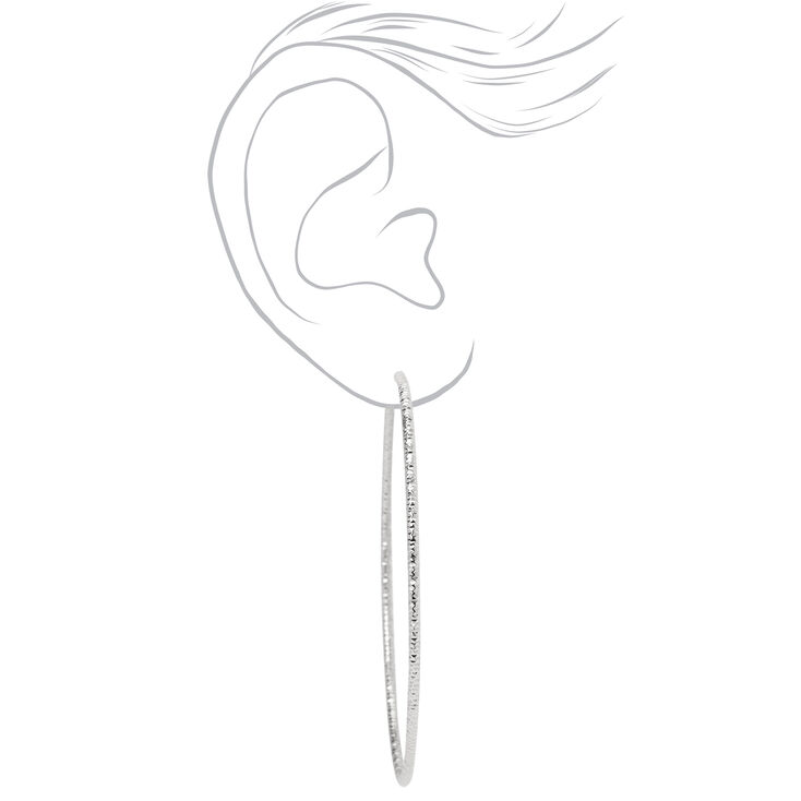 Silver 100MM Laser Cut Hoop Earrings,