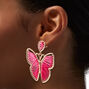 Pink Threaded Butterfly 2&quot; Clip-On Drop Earrings ,