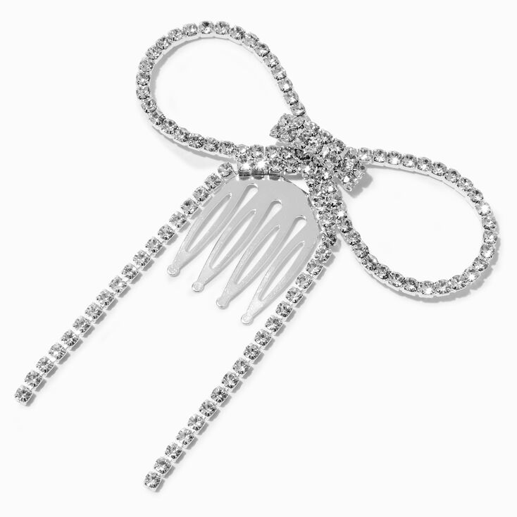 Silver-tone Rhinestone Bow Hair Comb,