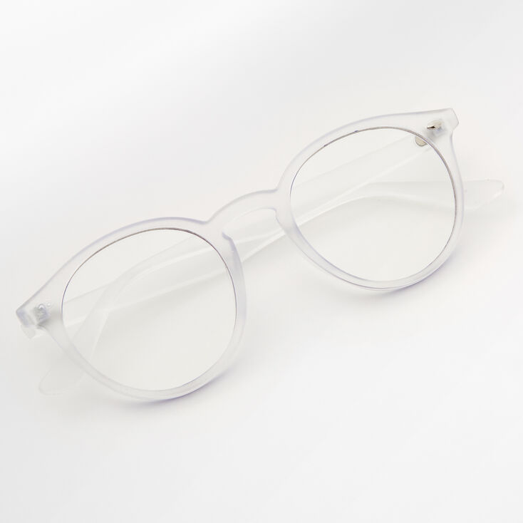 Frosted Round Clear Lens Frames - Purple,