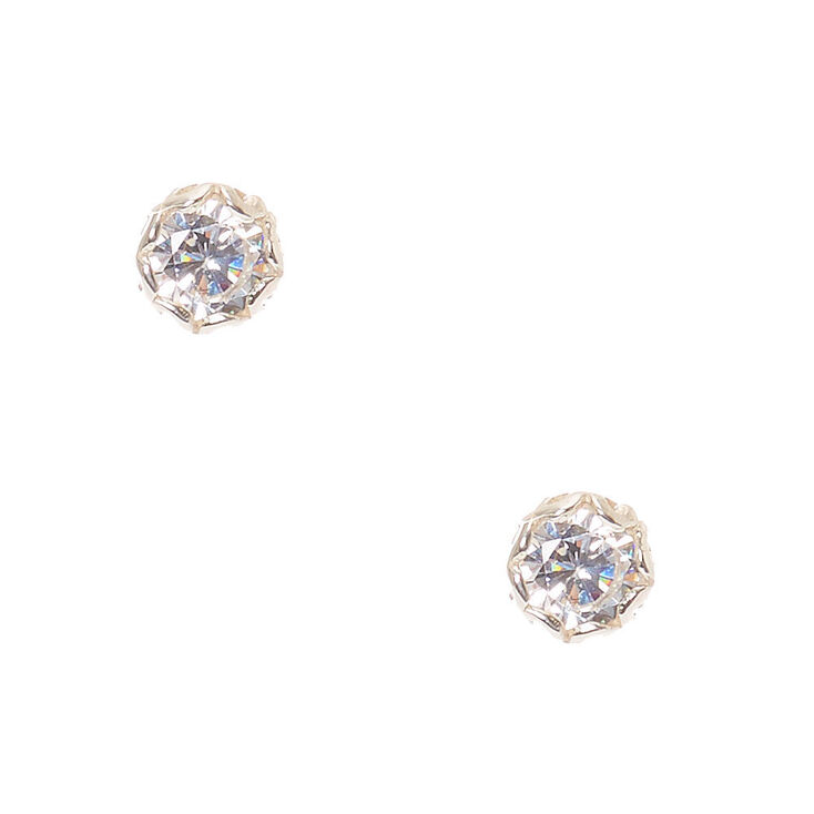 5mm Sterling Silver Cubic Zirconia Stud Earrings,
