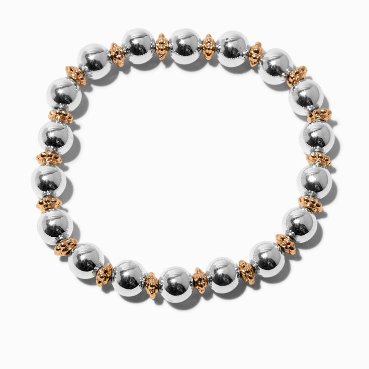 Mixed Metal Beaded Stretch Bracelet,