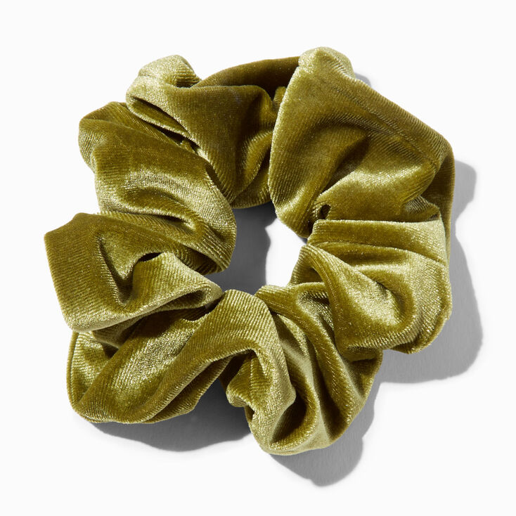 Olive Green Medium Velvet Hair Scrunchie,