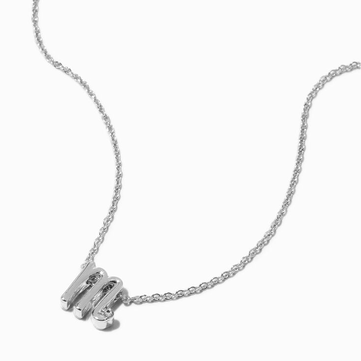 Silver Cursive Lowercase Initial Pendant Necklace - M,