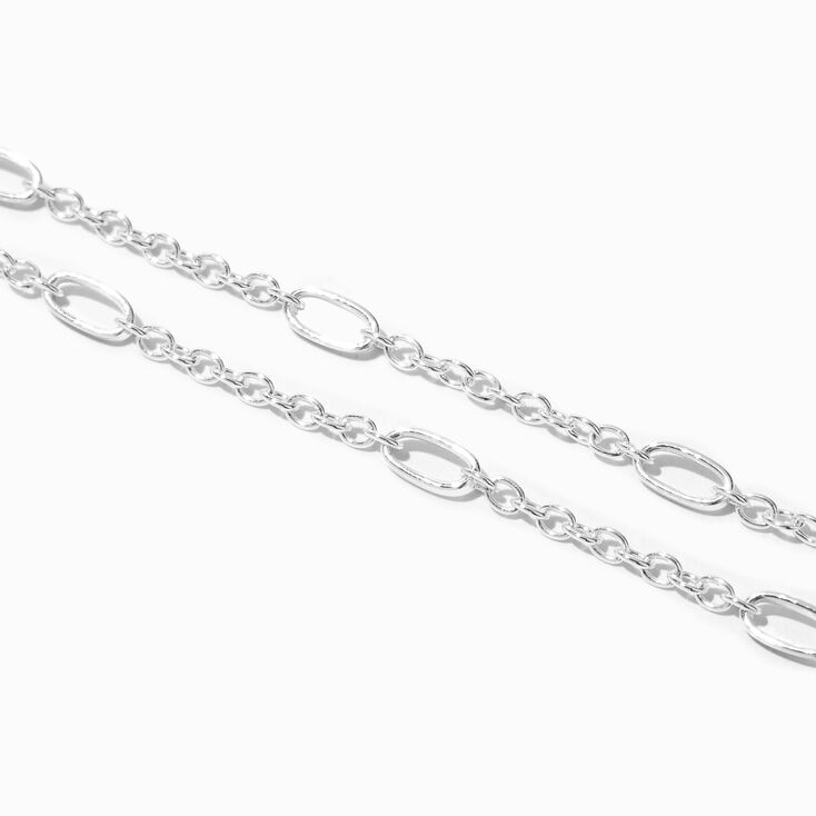 Silver Mixed Link Chain Necklace,