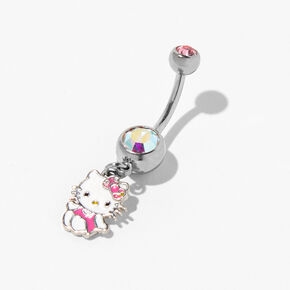 Hello Kitty&reg; Silver 14G Dangle Belly Bar,