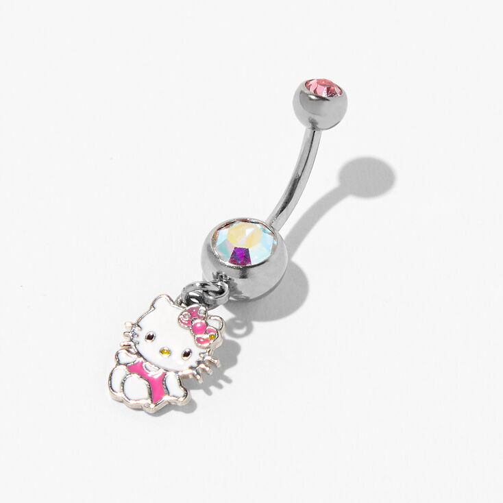 Hello Kitty&reg; Silver 14G Dangle Belly Bar,