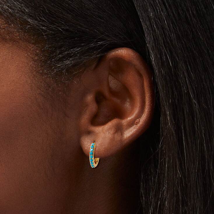 Icing Select 18k Gold Plated 10MM Turquoise Clicker Hoop Earrings,