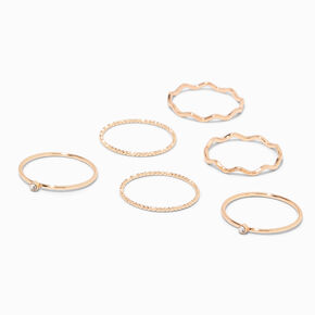 Gold Textured Rings - 6 Pack,