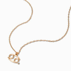 Gold Zodiac Symbol Pendant Necklace - Cancer,
