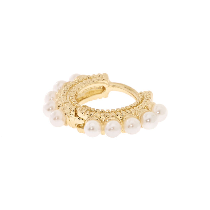 Gold Pearl Daith Earring,