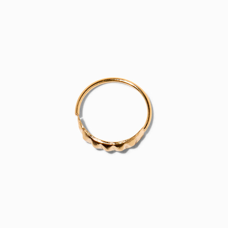 Sterling Silver Gold 22G Groovy Pyramid Spike Hoop Nose Ring,