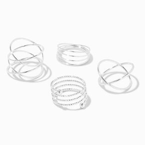 Silver Spiral Rings - 4 Pack,