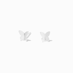 Sterling Silver Bent Butterfly Stud Earrings,
