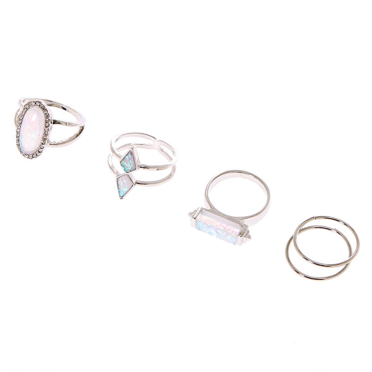 Geometric Holographic Stone Rings - 5 Pack,