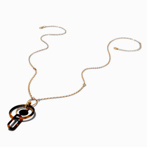 Gold-tone Tortoiseshell Orbit Long Necklace ,