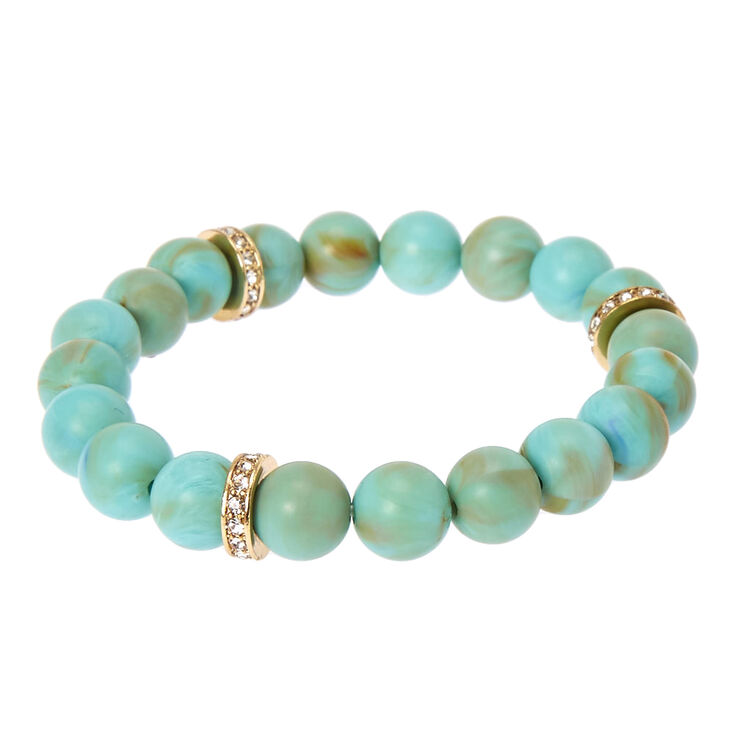 Turquoise Beaded Stretch Karma Bracelet,