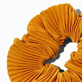 Pleated Mustard Hair Scrunchie,