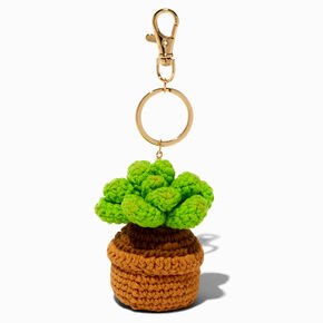 Crocheted Succulent Plant Keychain,