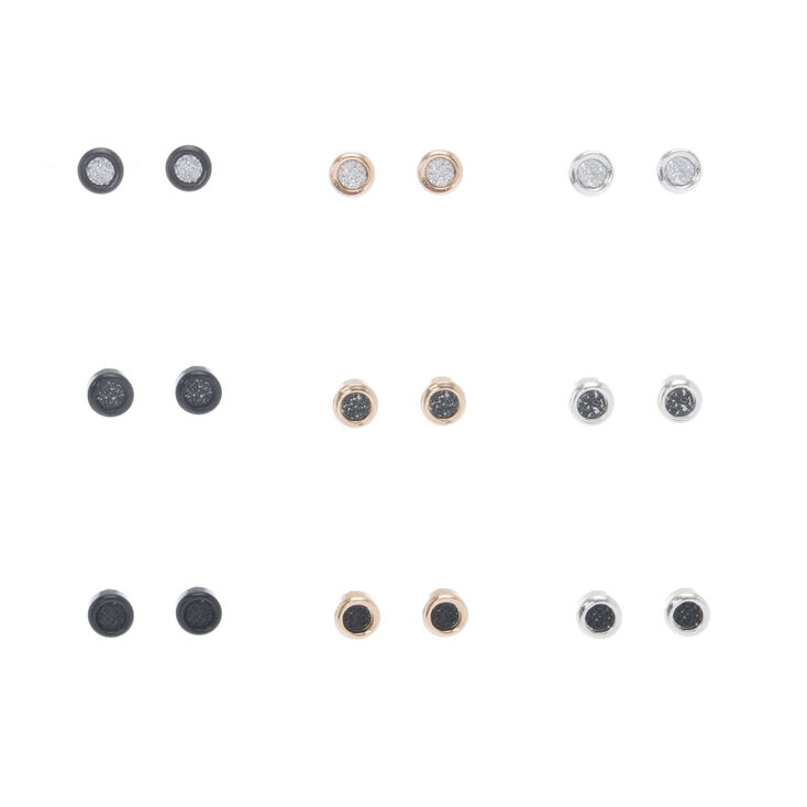 Mixed Metal Glitter Mini Stud Earrings,
