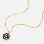 Black Round Initial Pendant Necklace - E,