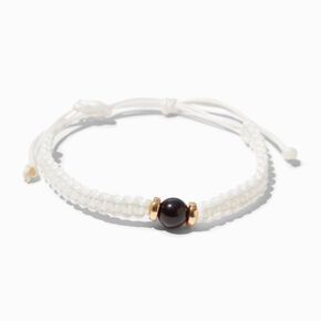 White Pearl Woven Adjustable Bracelet,