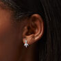 Purple Petal Crystal Square Silver Stud Earrings,