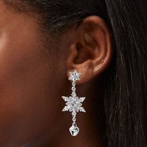 Holiday Bells &amp; Snowflakes Silver-tone 2&quot; Drop Earrings,