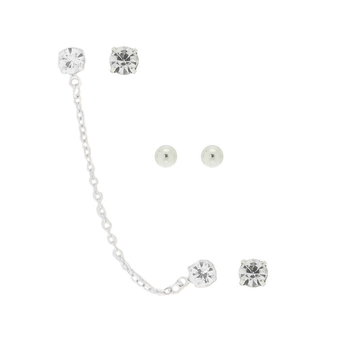 Silver Ear Swag Earrings - 3 Pack,