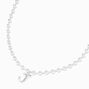 Silver Beaded Bubble Initial Pendant Necklace - J,