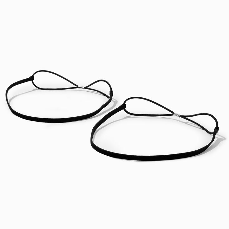 Black Faux Leather Stretchy Headbands - 2 Pack,