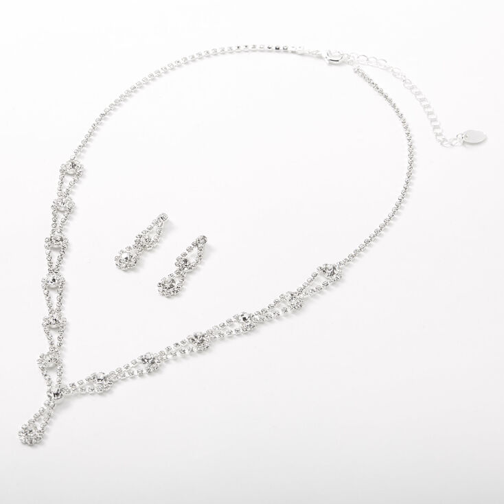 Silver Rhinestone Looped Jewelry Set - 2 Pack,