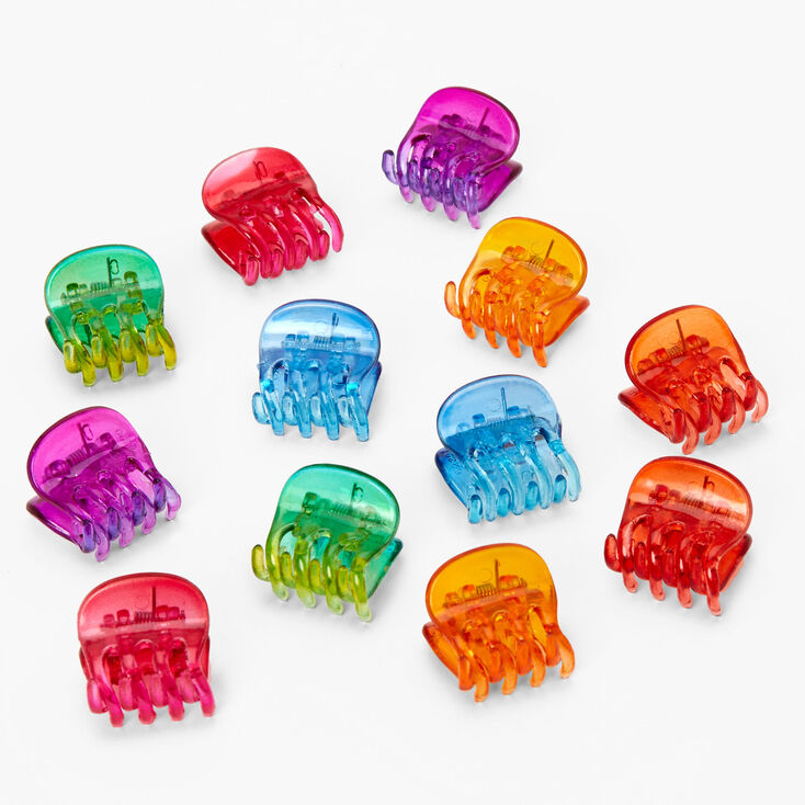 Ombre Rainbow Mini Hair Claws - 12 Pack,