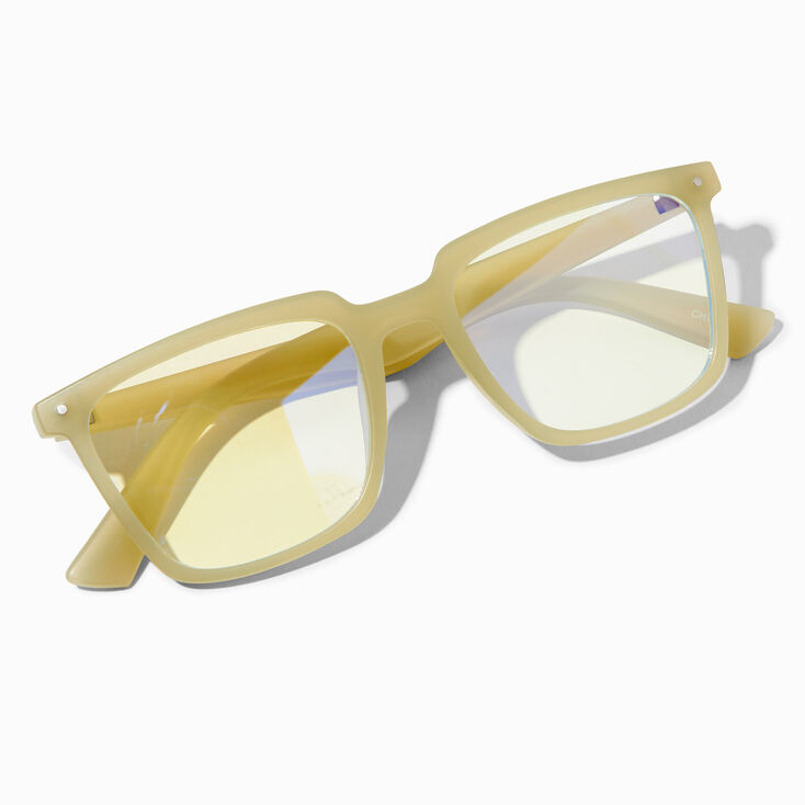Solar Blue Light Reducing Frosted Yellow Rectangular Clear Lens Frames,