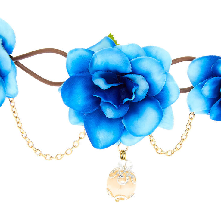 Gold-tone Chain Blue Ombre Flower Crown,