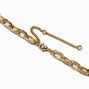 Black Enamel Heart Gold-tone Chain Necklace ,