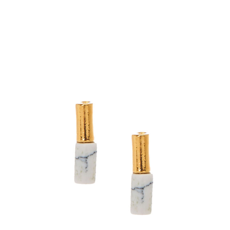 Gold Plated Marble Cubic Zirconia Earrings,