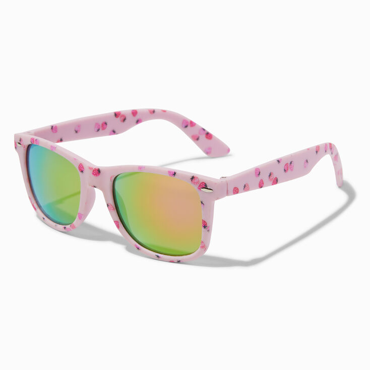 Pink Strawberry Print Rainbow Lens Sunglasses,