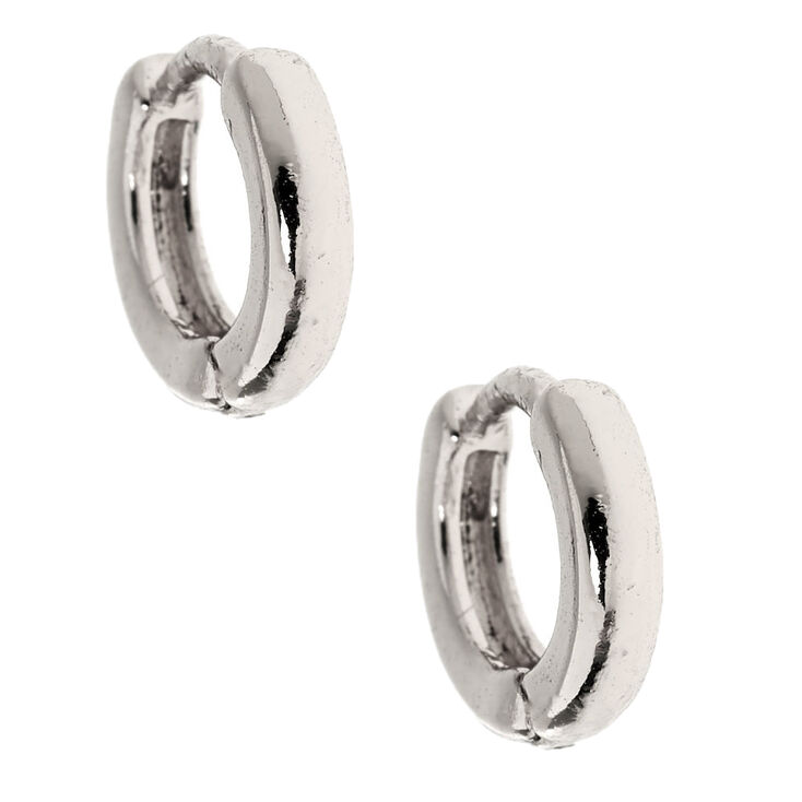 Silver 10MM Huggie Hoop Earrings |