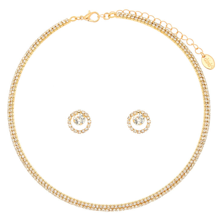 Crystal Choker & Earring Set in Gold,