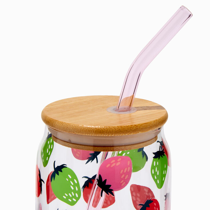 Strawberry Print Mason Jar Tumbler,