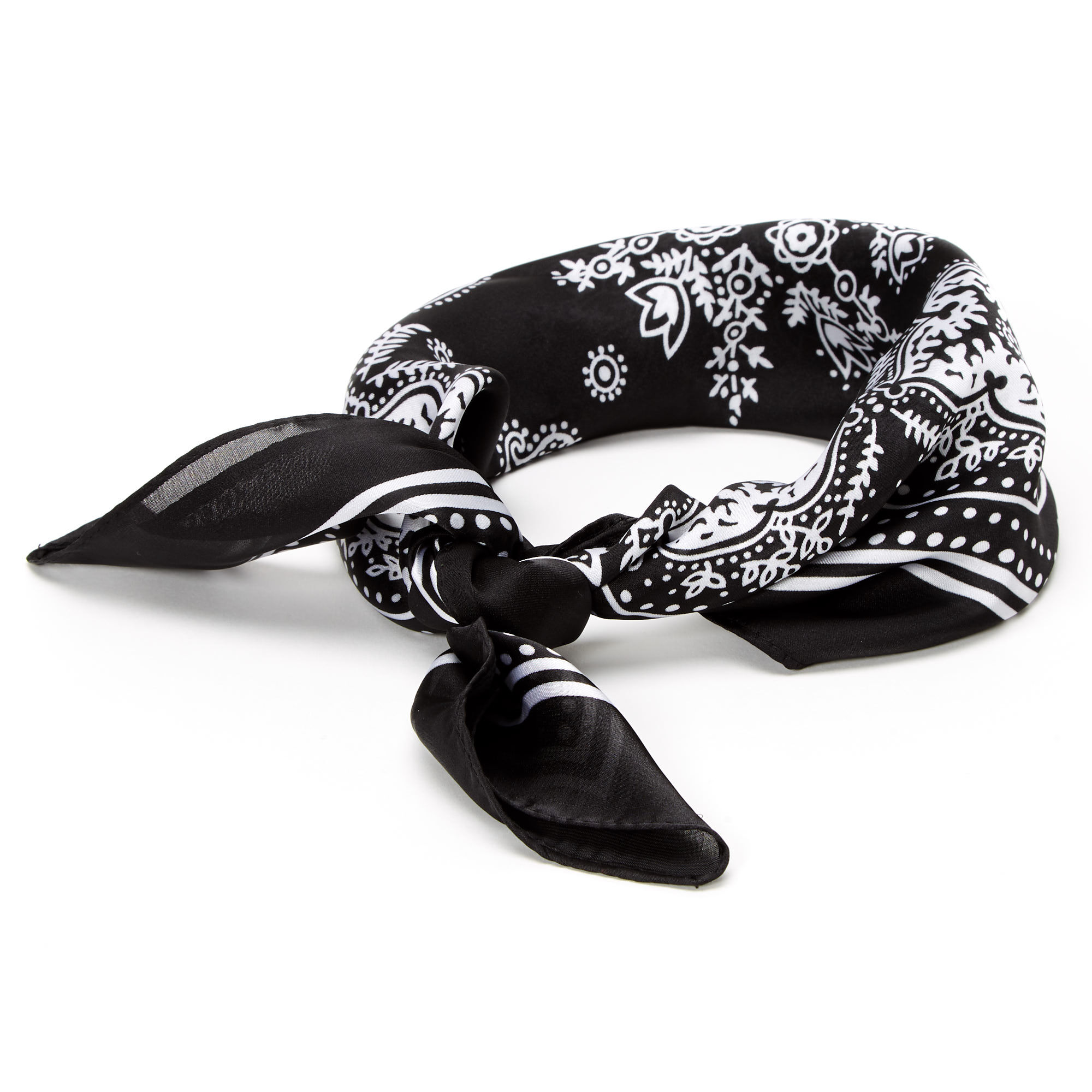 Paisley Satin Bandana Headwrap - Black | Icing US