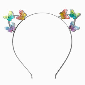 Silver Holographic Butterfly Cat Ears Headband,