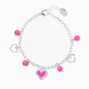 Pink Hearts Silver Charm Bracelet,