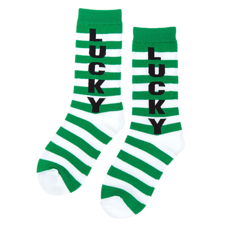 Lucky Striped Crew Socks - Green,
