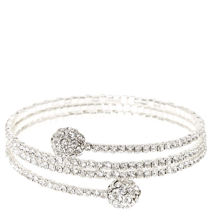 Silver Tone Faux Crystal Fireball Coil Bracelet,