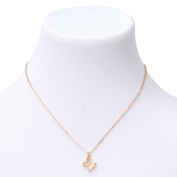 Butterfly Birthstone 16&quot; Gold Pendant Necklace - September,